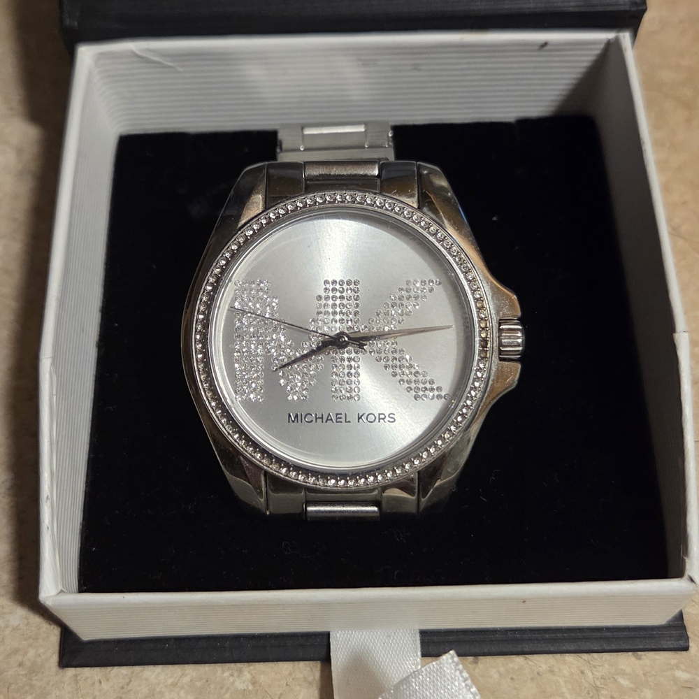 Michael Kors Silver Watch with Crystal Accents